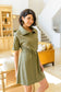 Darla Button Up Collared Dress in Olive - FamFancy Boutique