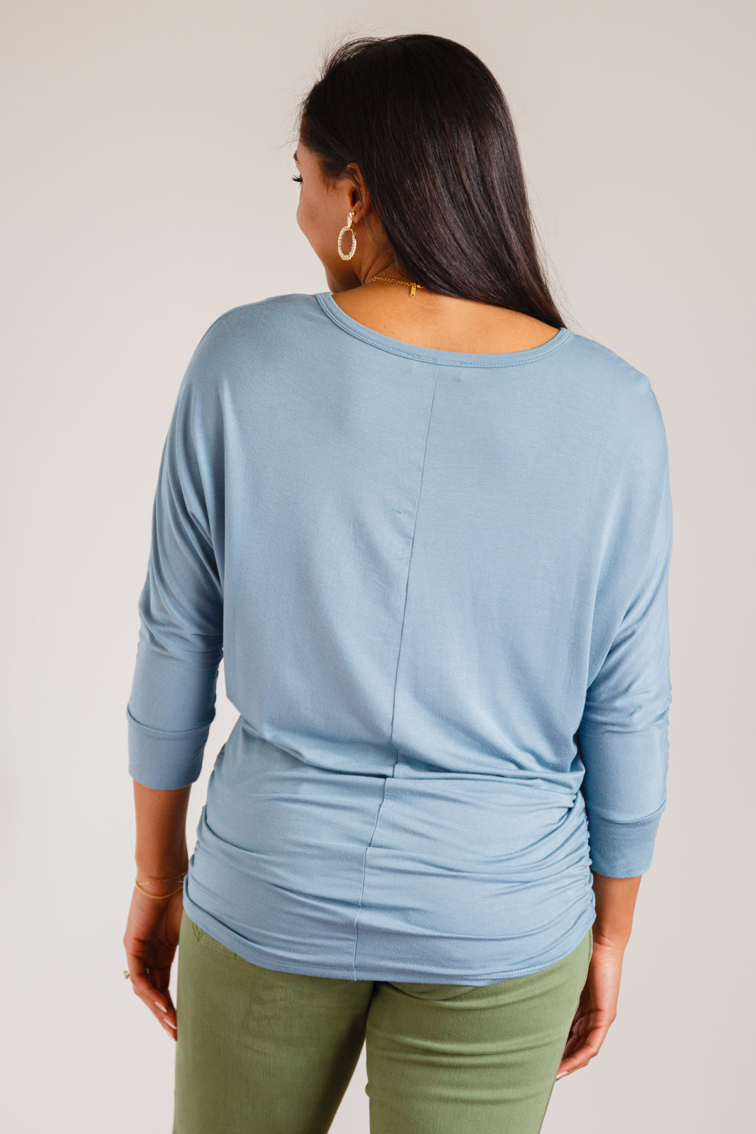 Daytime Boat Neck Top in Blue Gray - FamFancy Boutique