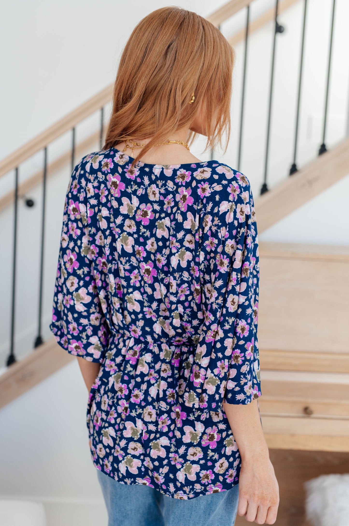 Dearest Dreamer Peplum Top in Navy Floral - FamFancy Boutique