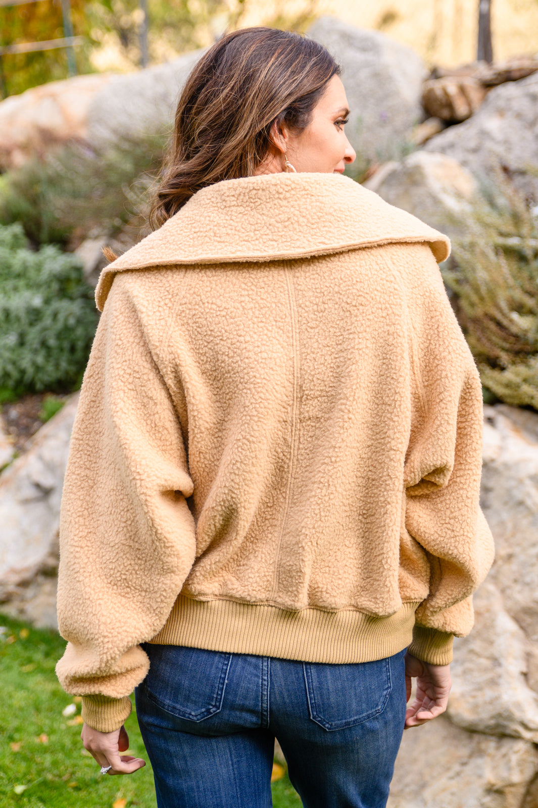 Don't Stress Oversized Collar Sherpa Jacket In Taupe - FamFancy Boutique