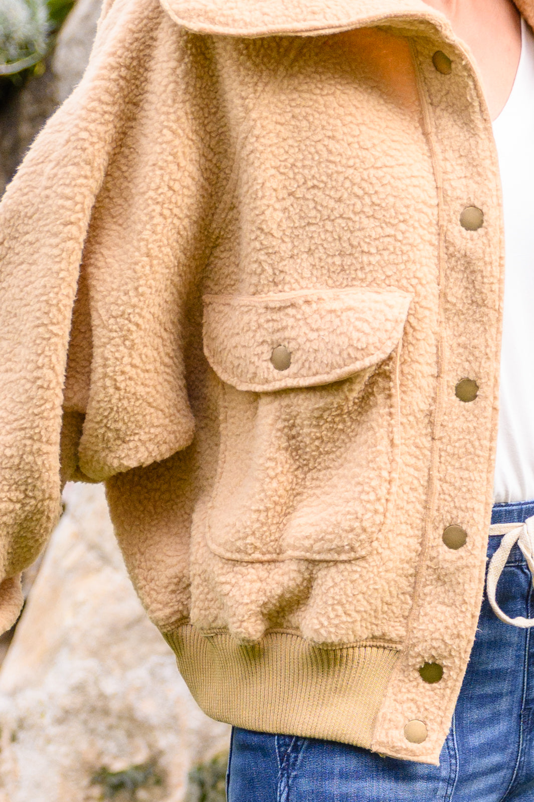 Don't Stress Oversized Collar Sherpa Jacket In Taupe - FamFancy Boutique