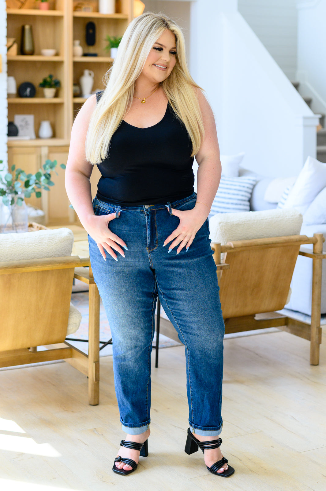 Downtown High Rise Boyfriend Jeans - FamFancy Boutique