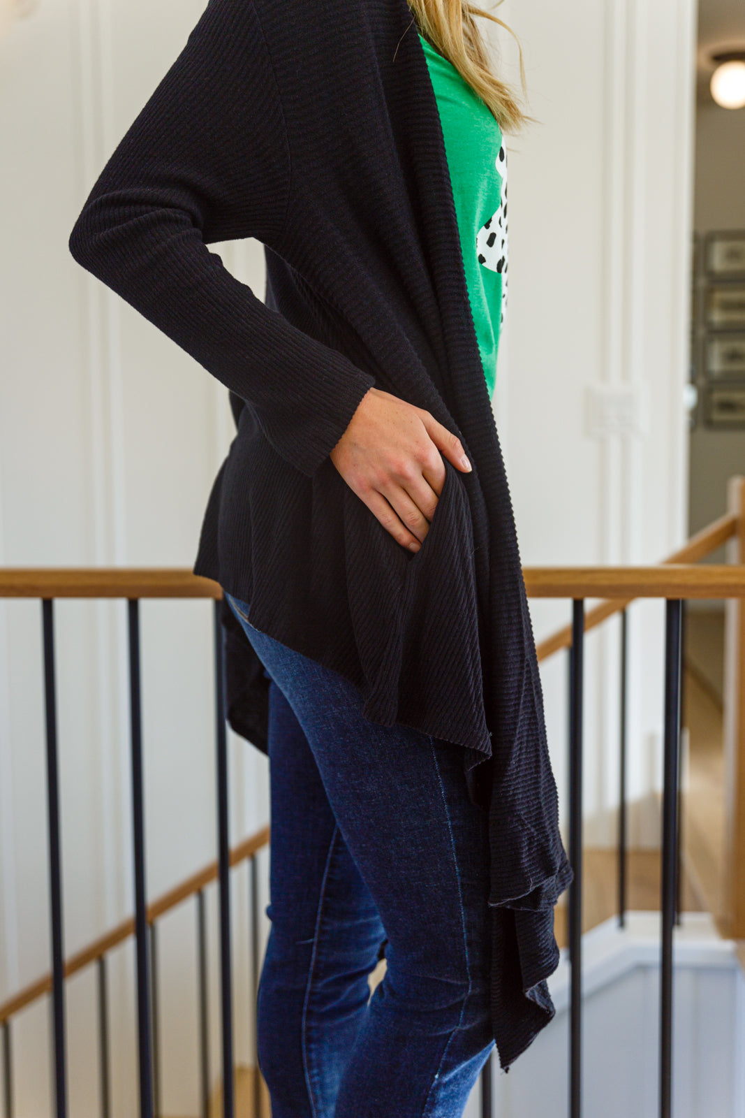 Ever Soft Cascade Cardigan With Pockets In Black - FamFancy Boutique