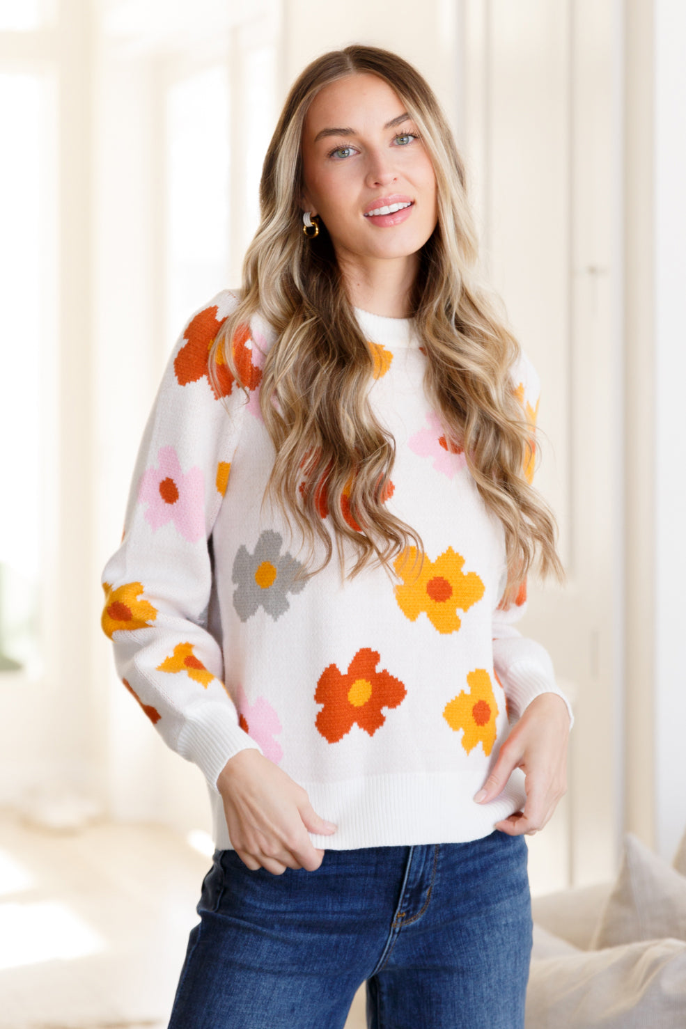 Falling Flowers Floral Sweater - FamFancy Boutique