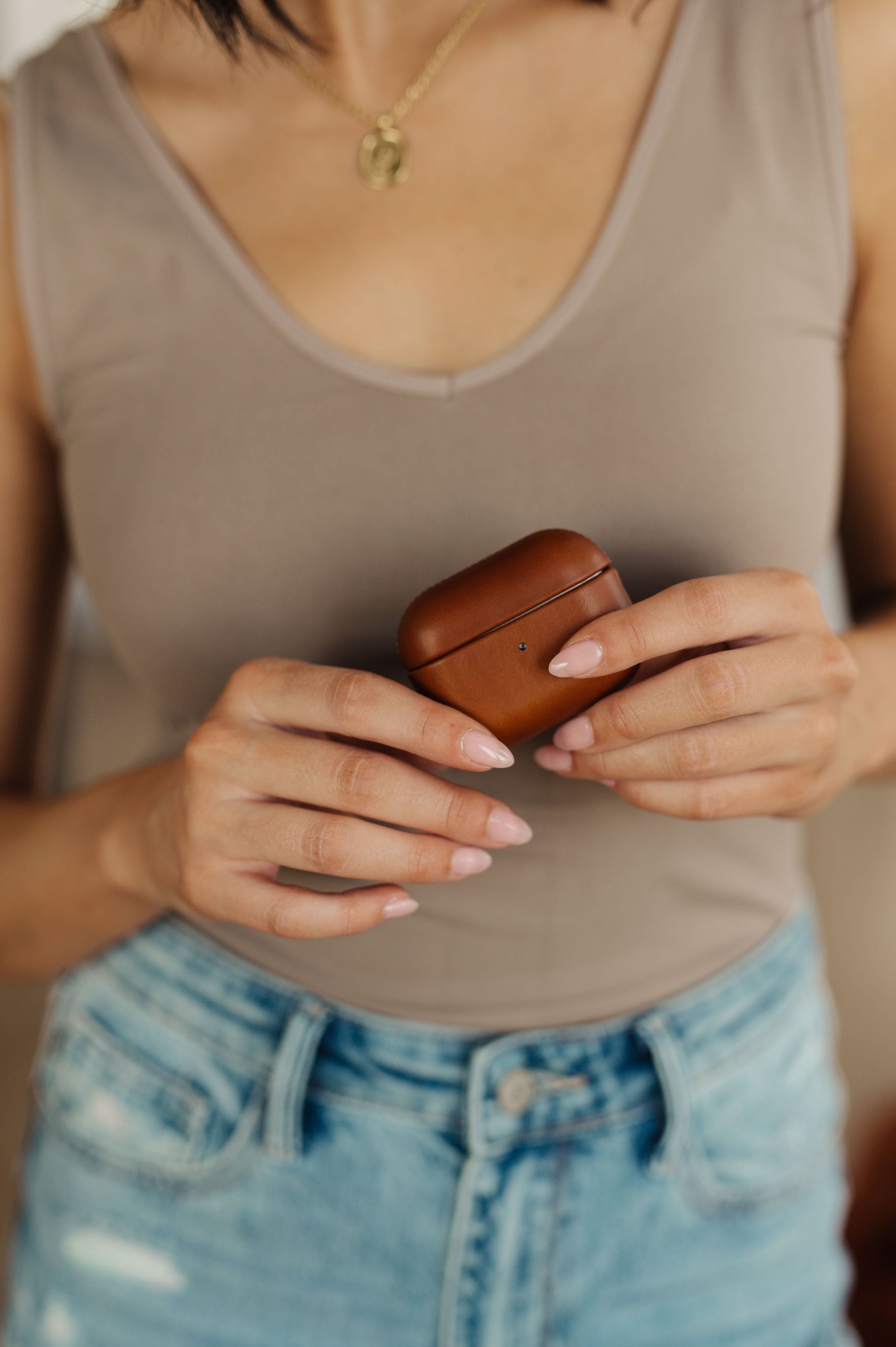 Genuine Leather Airpod Pro Protective Case in Brown - FamFancy Boutique