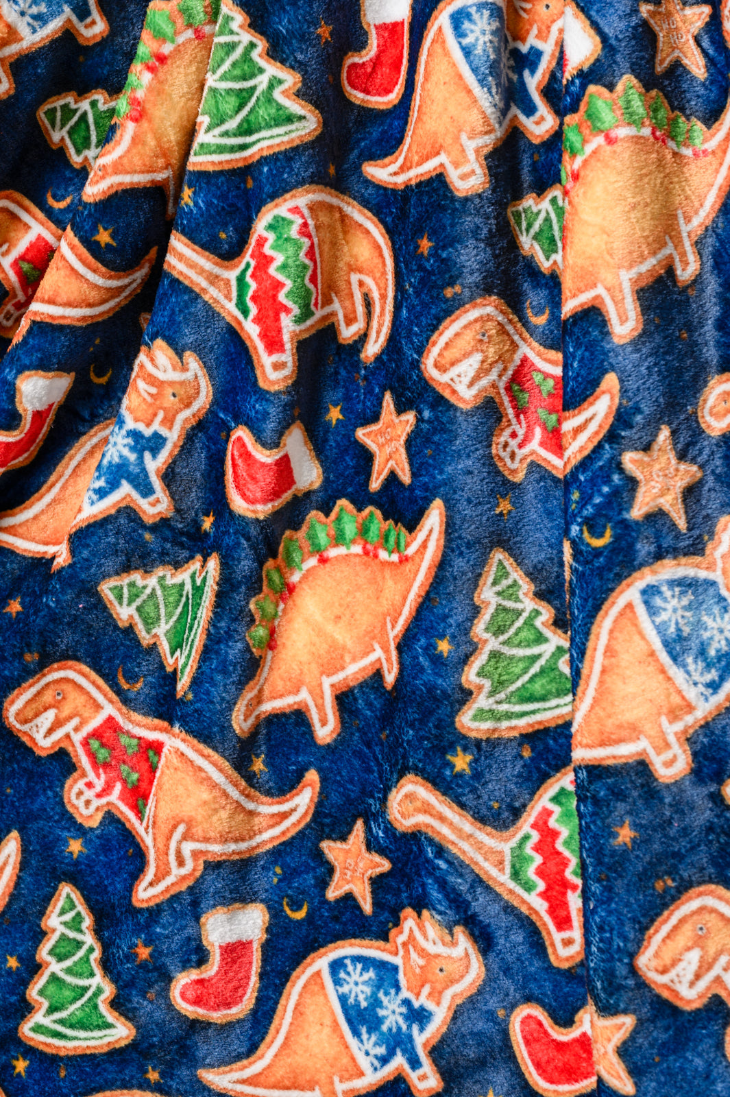 Holiday Fleece Blanket in Dino Cookie - FamFancy Boutique