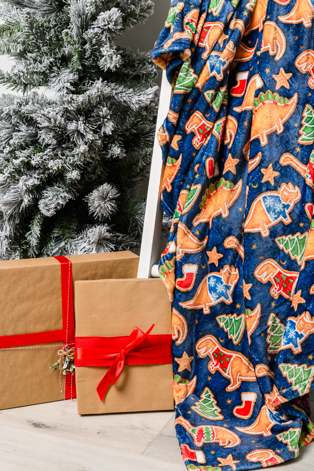 Holiday Fleece Blanket in Dino Cookie - FamFancy Boutique
