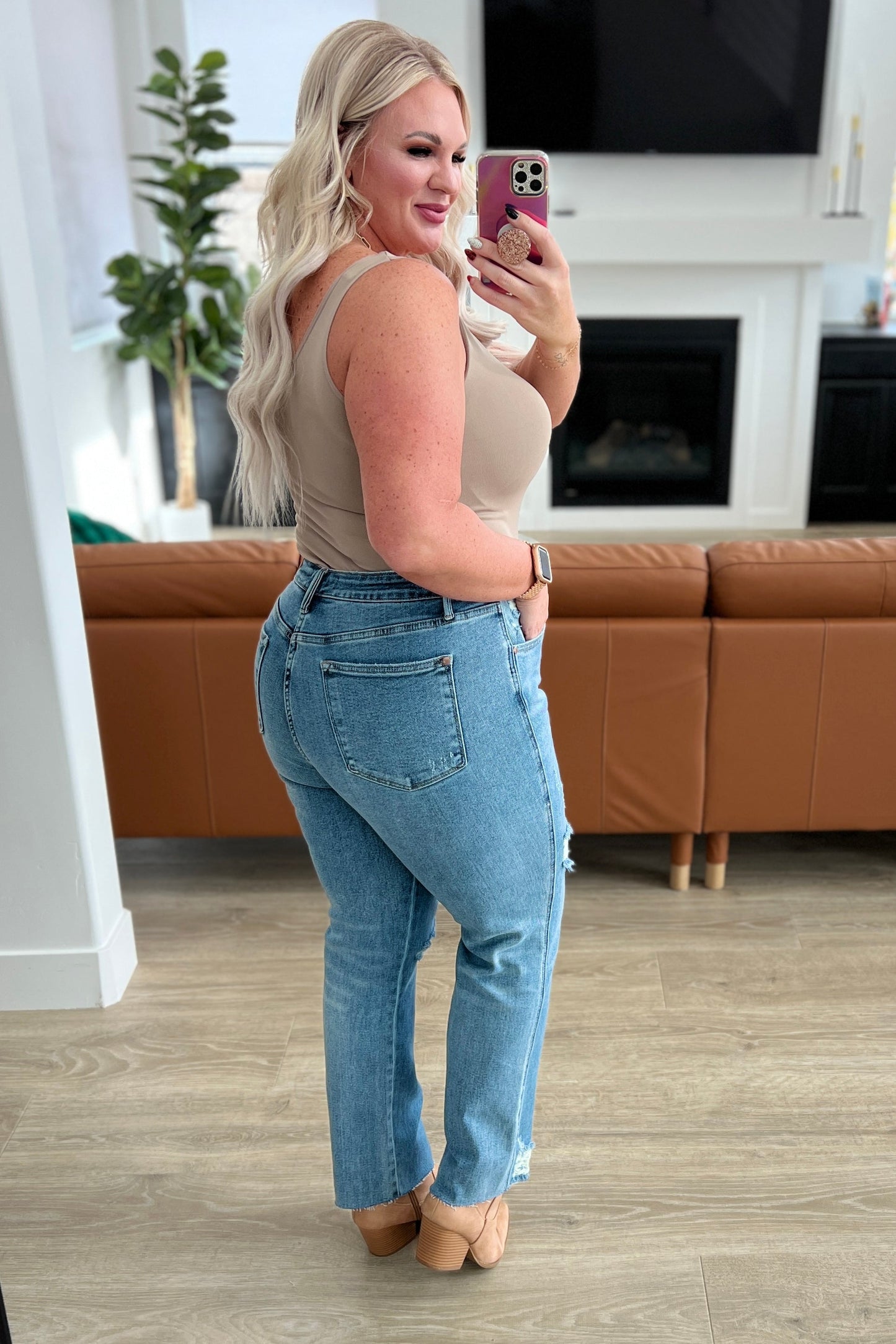 Nora High Rise Rigid Magic Destroy Slim Straight Jeans - FamFancy Boutique