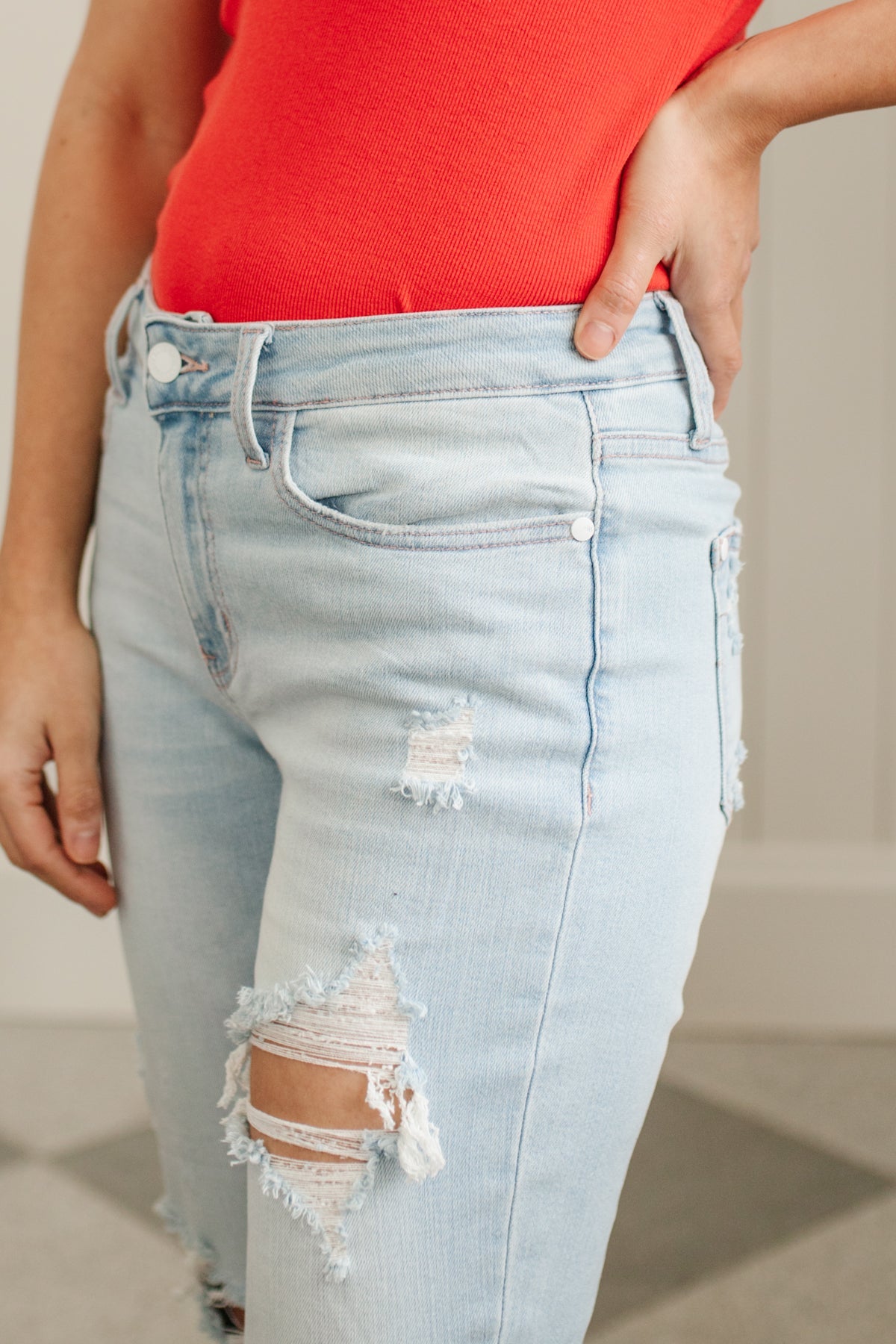 Super Light Destroyed Boyfriend Jeans - FamFancy Boutique