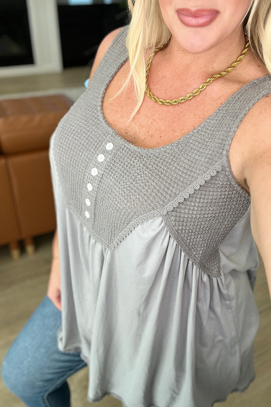 Swing With Me Waffle Knit Swing Tank - FamFancy Boutique
