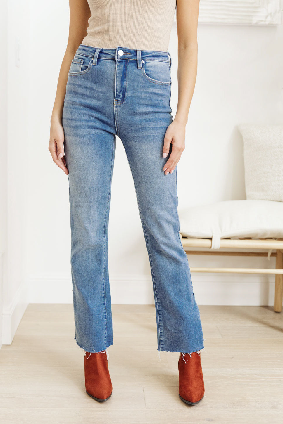 Jody Slim Flare Side Slit Jeans - FamFancy Boutique