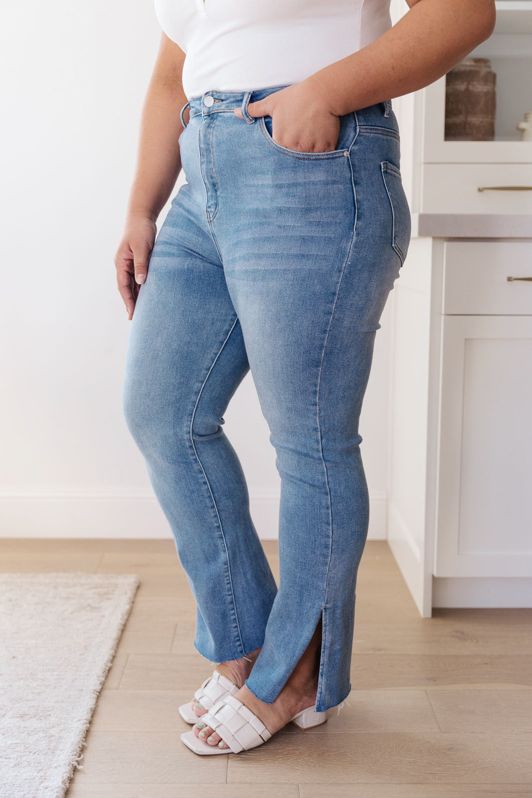 Jody Slim Flare Side Slit Jeans - FamFancy Boutique