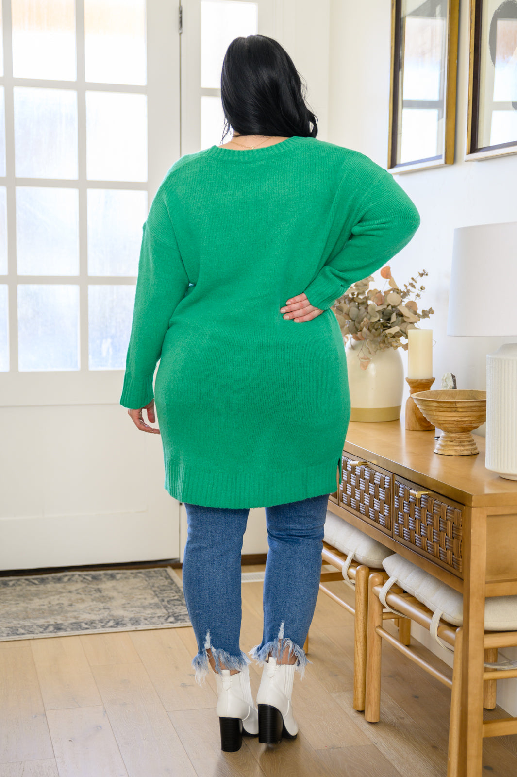 Joyful Season Sweater Tunic In Green - FamFancy Boutique