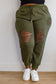 Kick Back Distressed Joggers in Olive - FamFancy Boutique