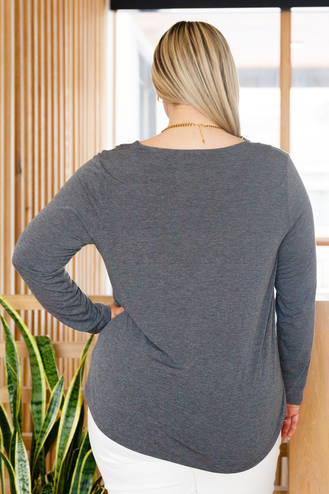 Lacey Long Sleeve V Neck In Gray - FamFancy Boutique