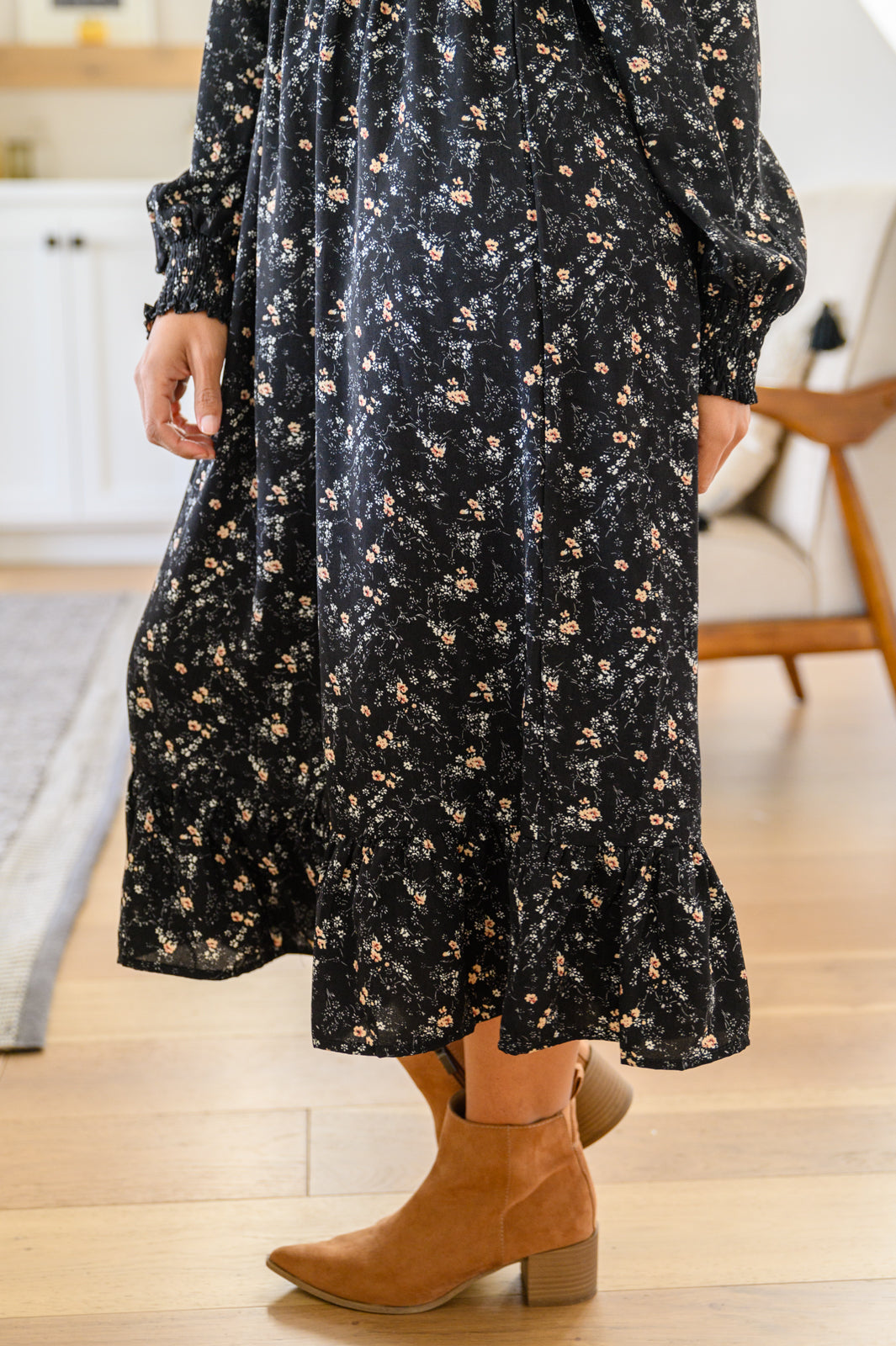 Larissa Long Sleeve Ruffle Hem Dress - FamFancy Boutique