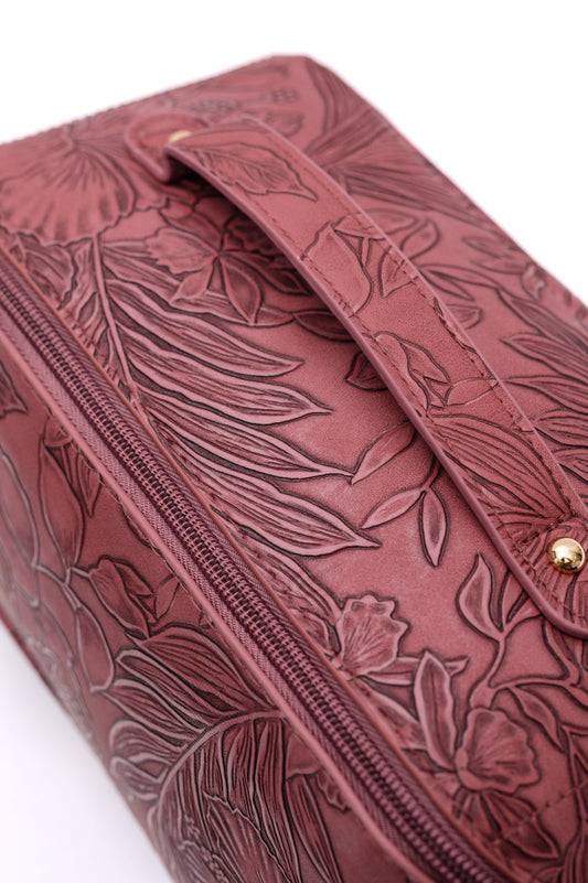 Life In Luxury Large Capacity Cosmetic Bag in Merlot - FamFancy Boutique