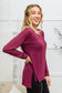 Long Sleeve Knit Top With Pocket In Burgundy - FamFancy Boutique