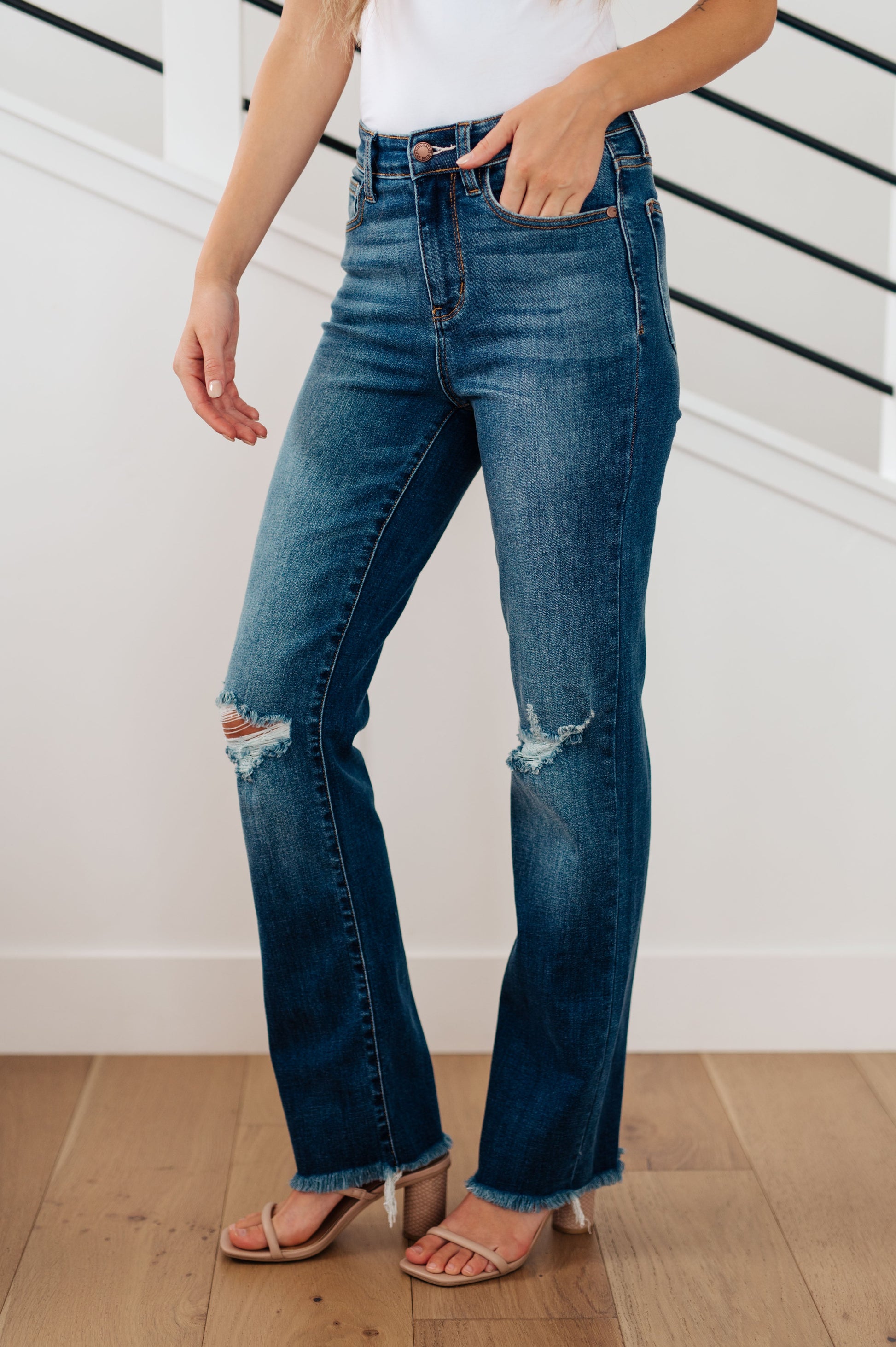 Morgan High Rise Distressed Straight Jeans - FamFancy Boutique