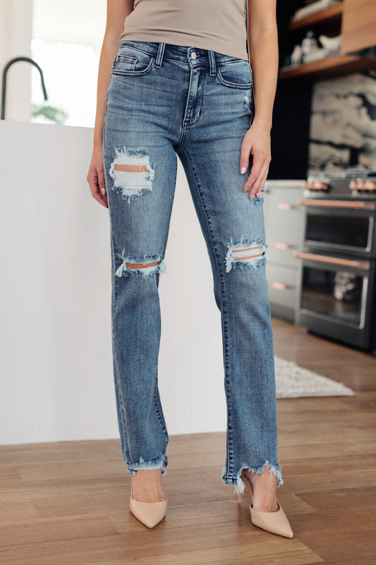 O'Hara Destroyed Straight Jeans - FamFancy Boutique