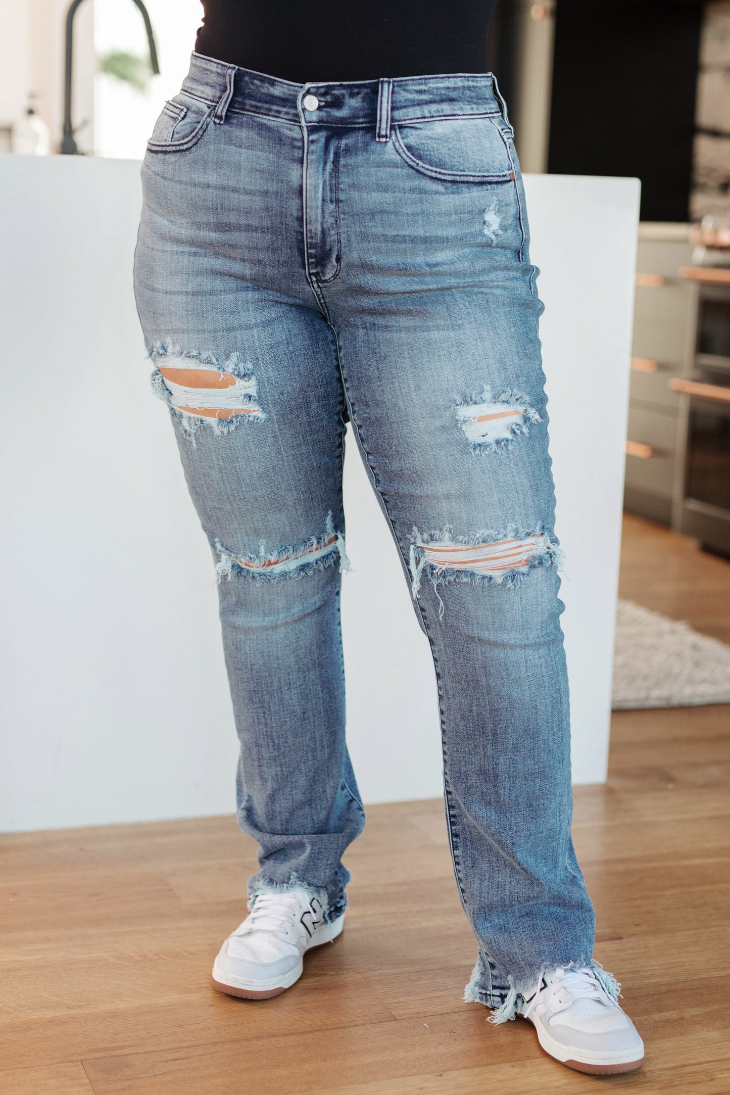 O'Hara Destroyed Straight Jeans - FamFancy Boutique
