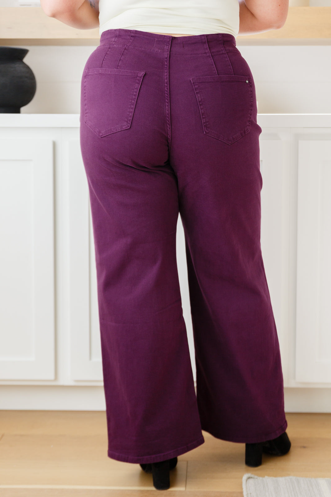 Petunia High Rise Wide Leg Jeans in Plum - FamFancy Boutique