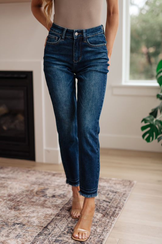 Phillipa High Rise Release Hem Slim Jeans - FamFancy Boutique