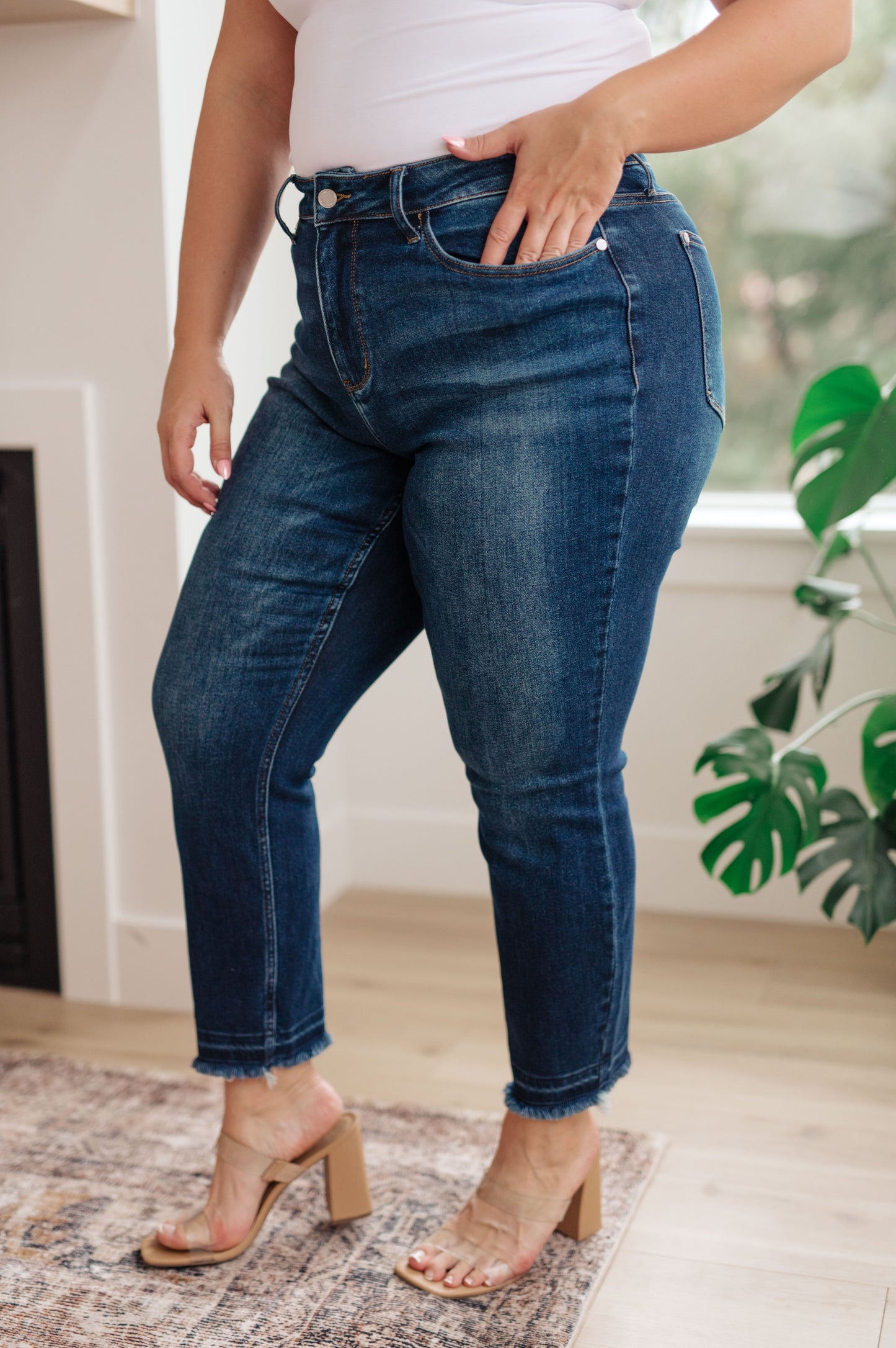 Phillipa High Rise Release Hem Slim Jeans - FamFancy Boutique