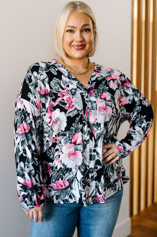 Rendered Rendition V-Neck Top - FamFancy Boutique