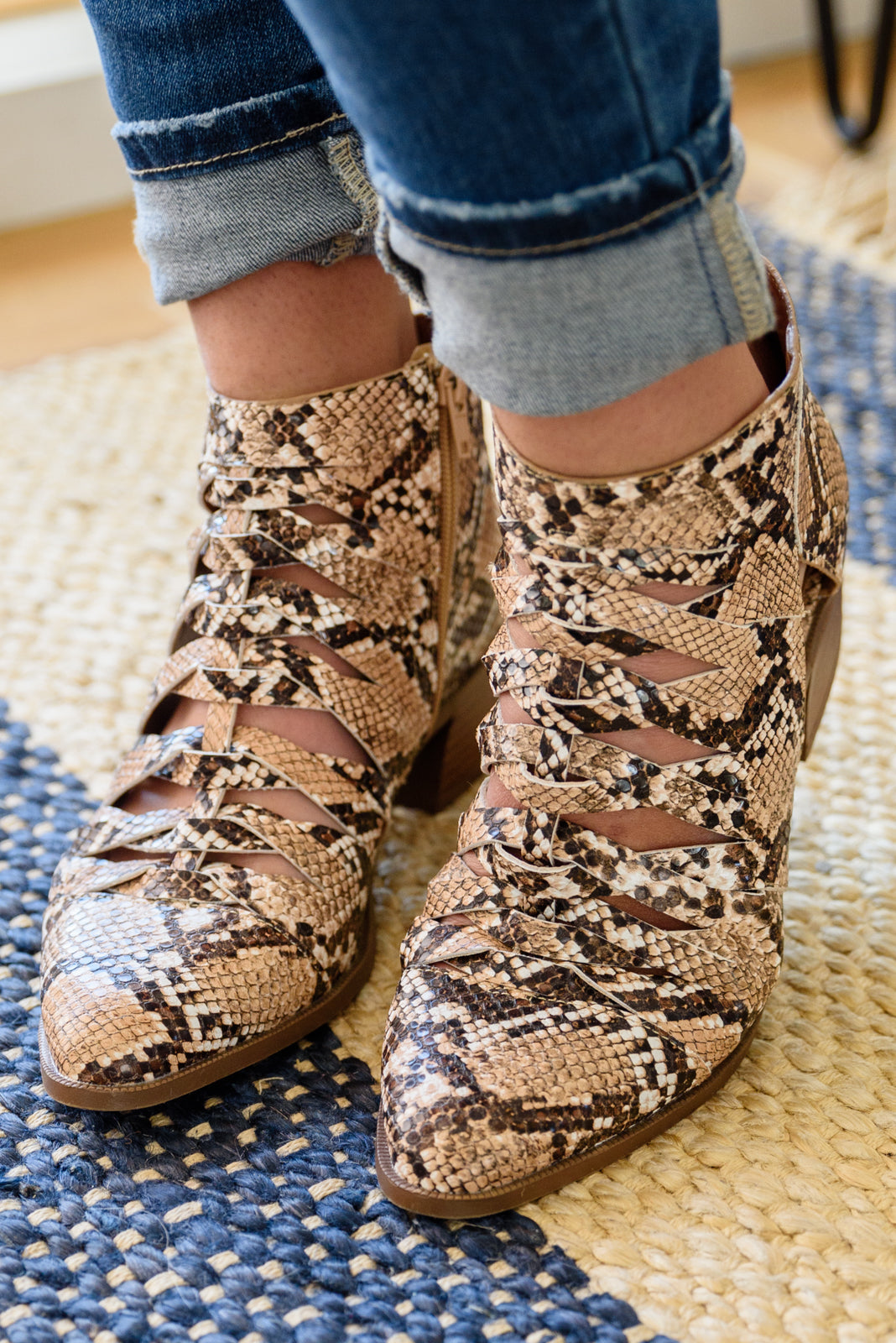 Sadie Ankle Boots In Snakeskin - FamFancy Boutique