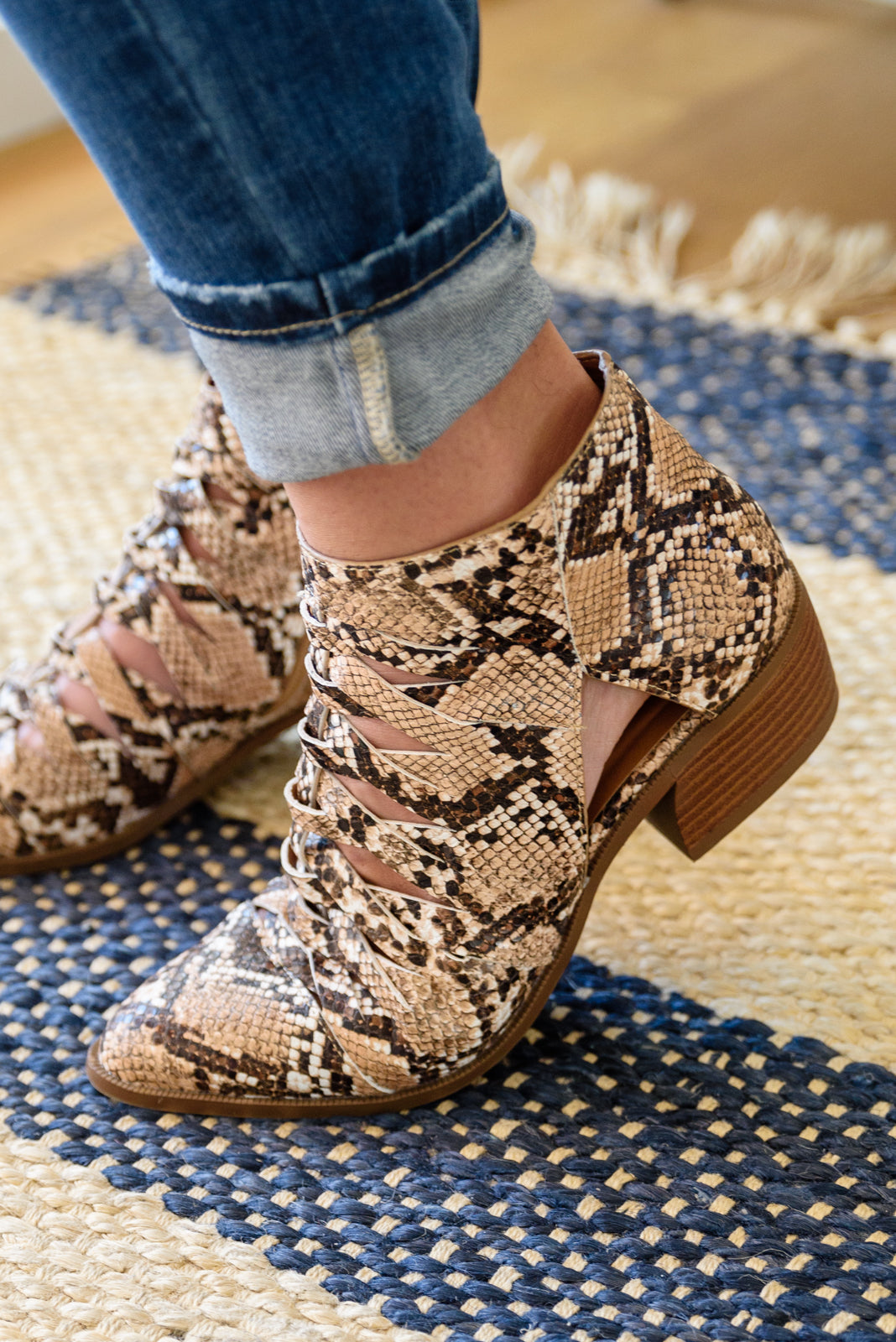 Sadie Ankle Boots In Snakeskin - FamFancy Boutique