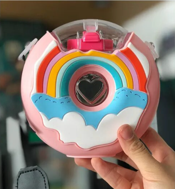 PREORDER: Portable Rainbow Donut Water Bottle - FamFancy Boutique