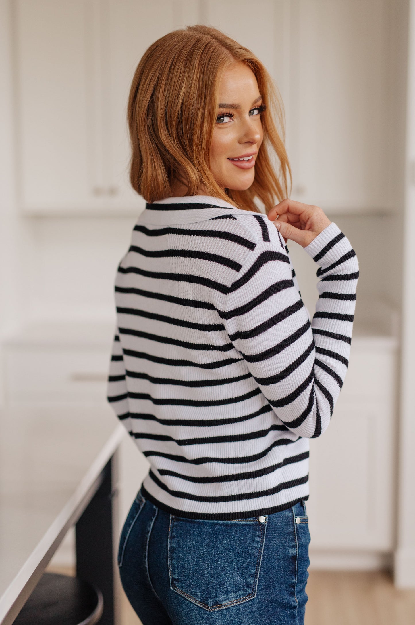 Self Improvement V-Neck Striped Sweater - FamFancy Boutique