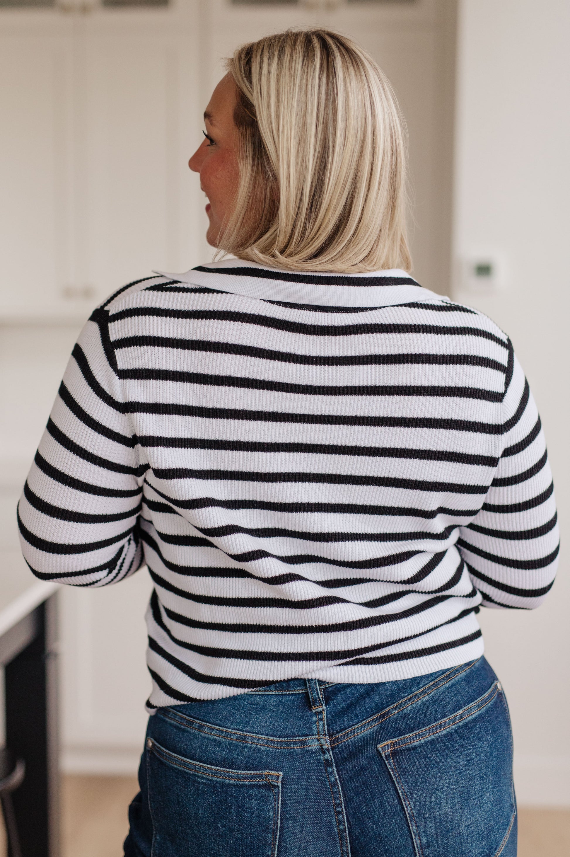 Self Improvement V-Neck Striped Sweater - FamFancy Boutique