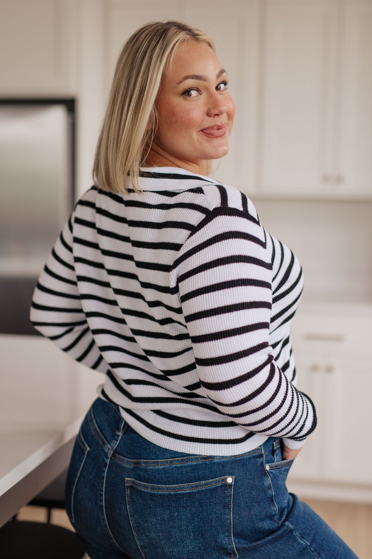 Self Improvement V-Neck Striped Sweater - FamFancy Boutique