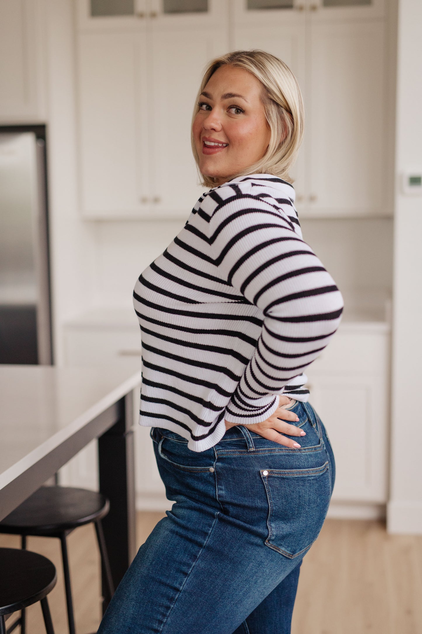 Self Improvement V-Neck Striped Sweater - FamFancy Boutique