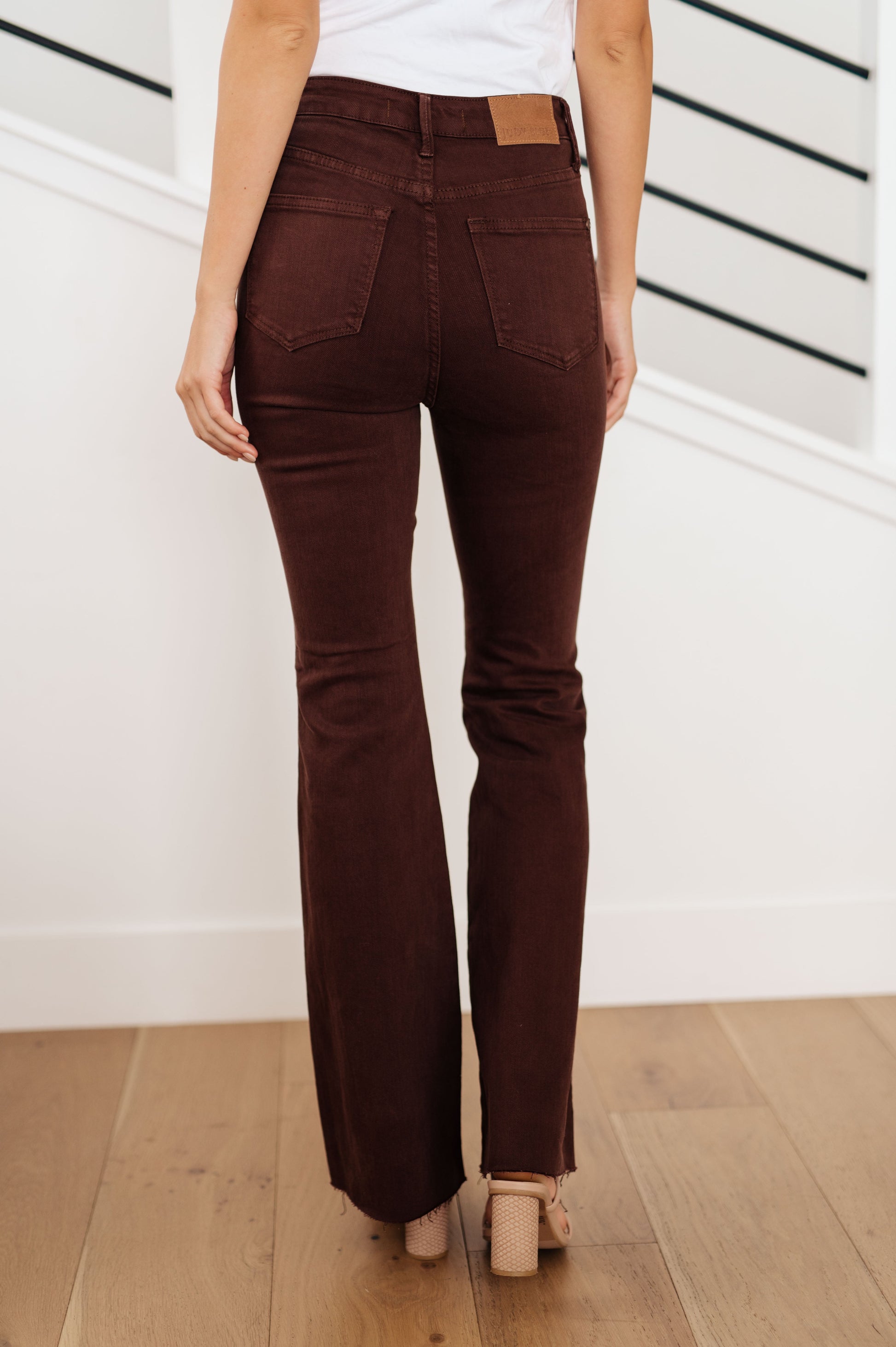 Sienna High Rise Control Top Flare Jeans in Espresso - FamFancy Boutique