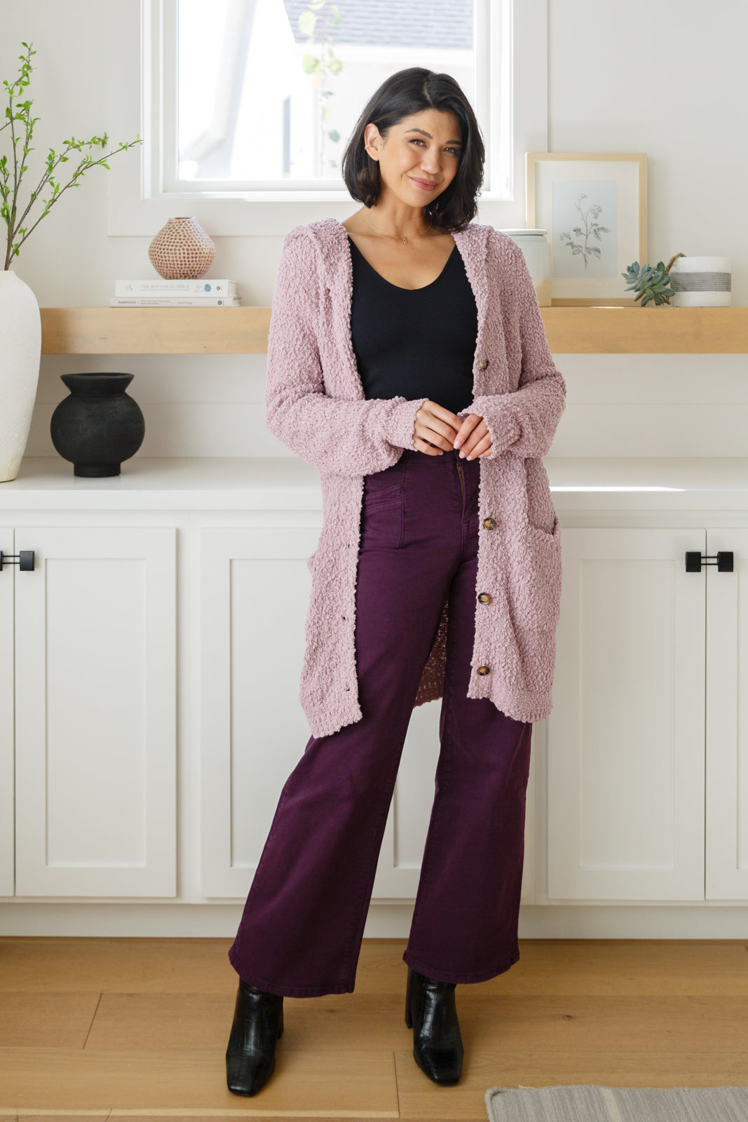 Petunia High Rise Wide Leg Jeans in Plum - FamFancy Boutique