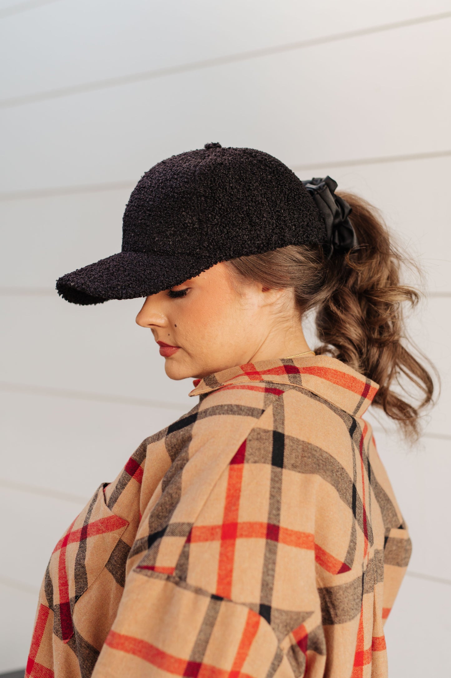 Lyla Sherpa Ball Cap in Black - FamFancy Boutique