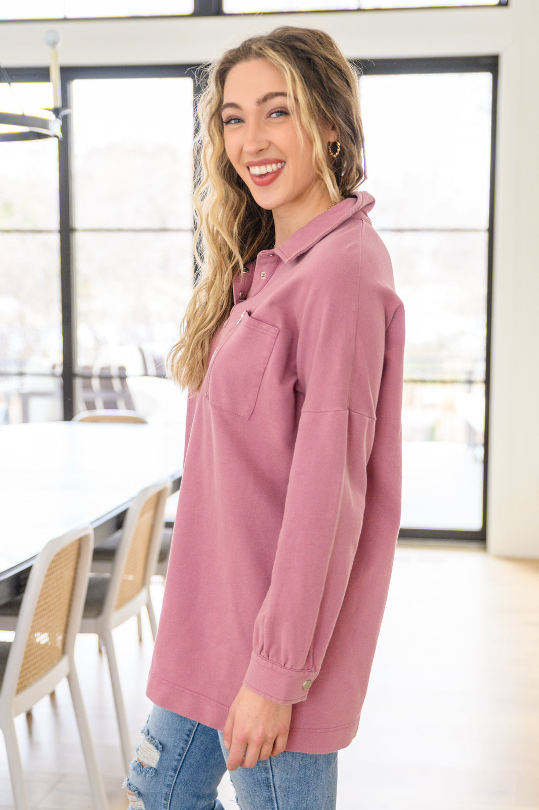 Sweet Crush Collar Pullover in Mauve - FamFancy Boutique