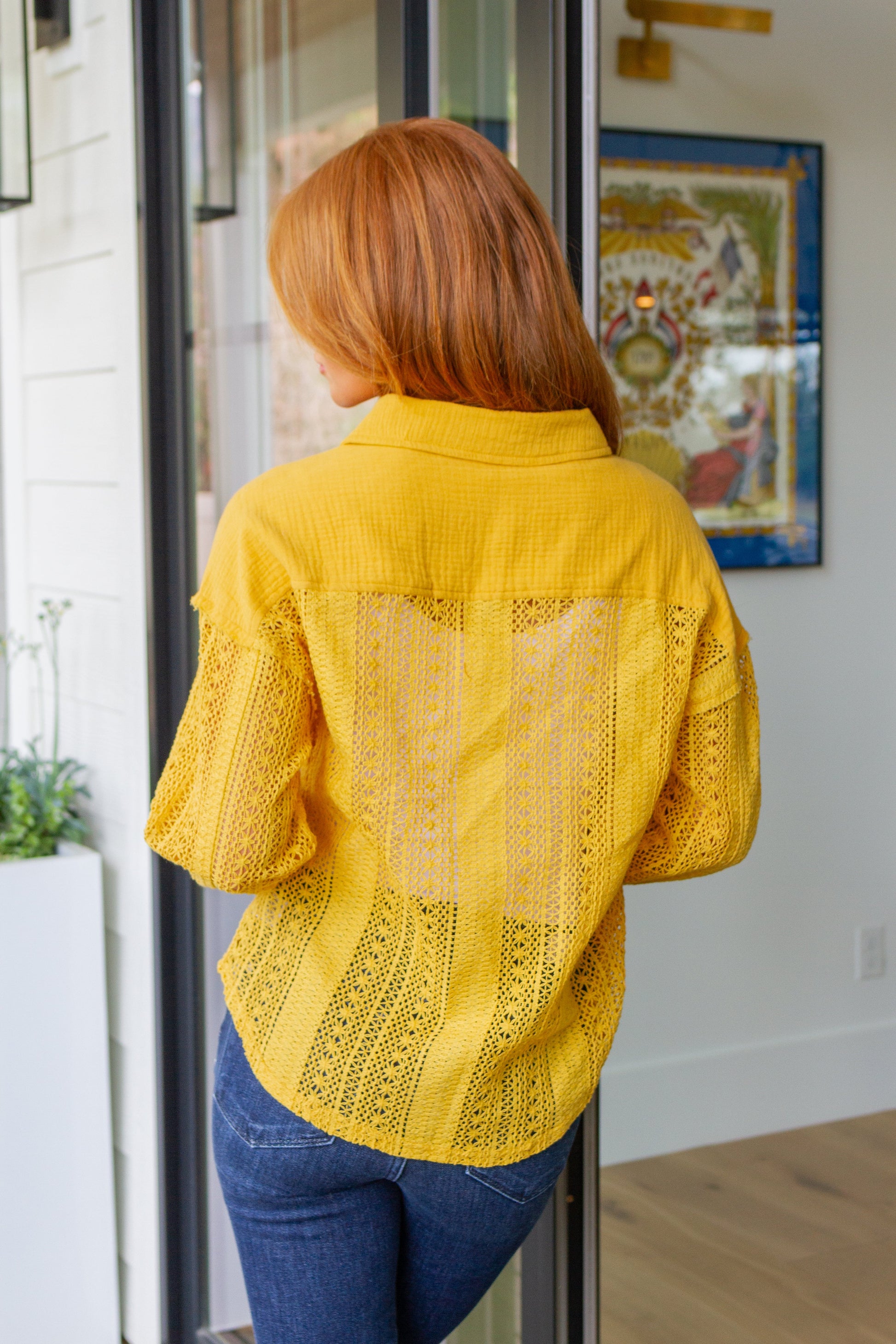 Sweeter Than Nectar Lace Button Down in Honey - FamFancy Boutique