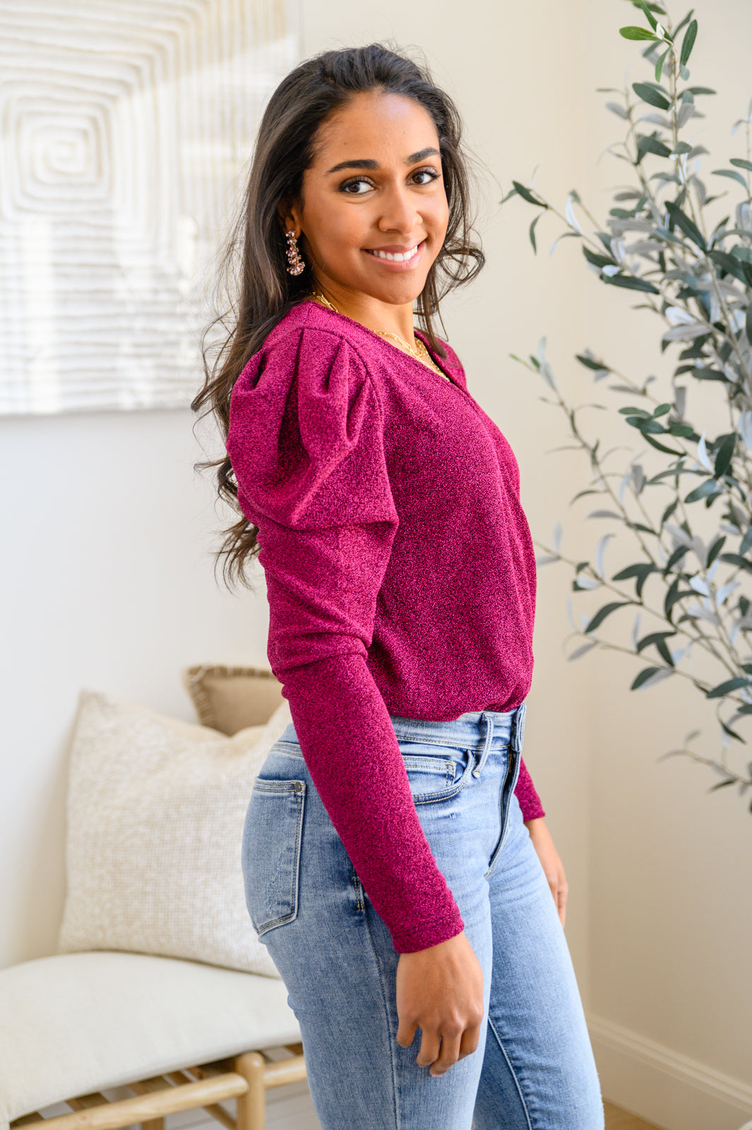 Take Me Out Faux Wrap Bodysuit In Magenta - FamFancy Boutique