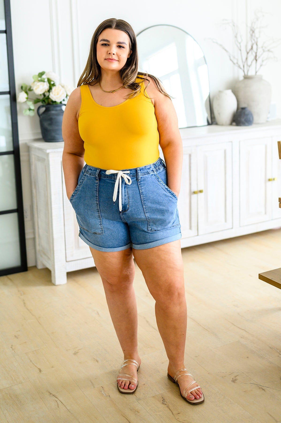 The Basics Reversible Longline Tank in Mustard - FamFancy Boutique