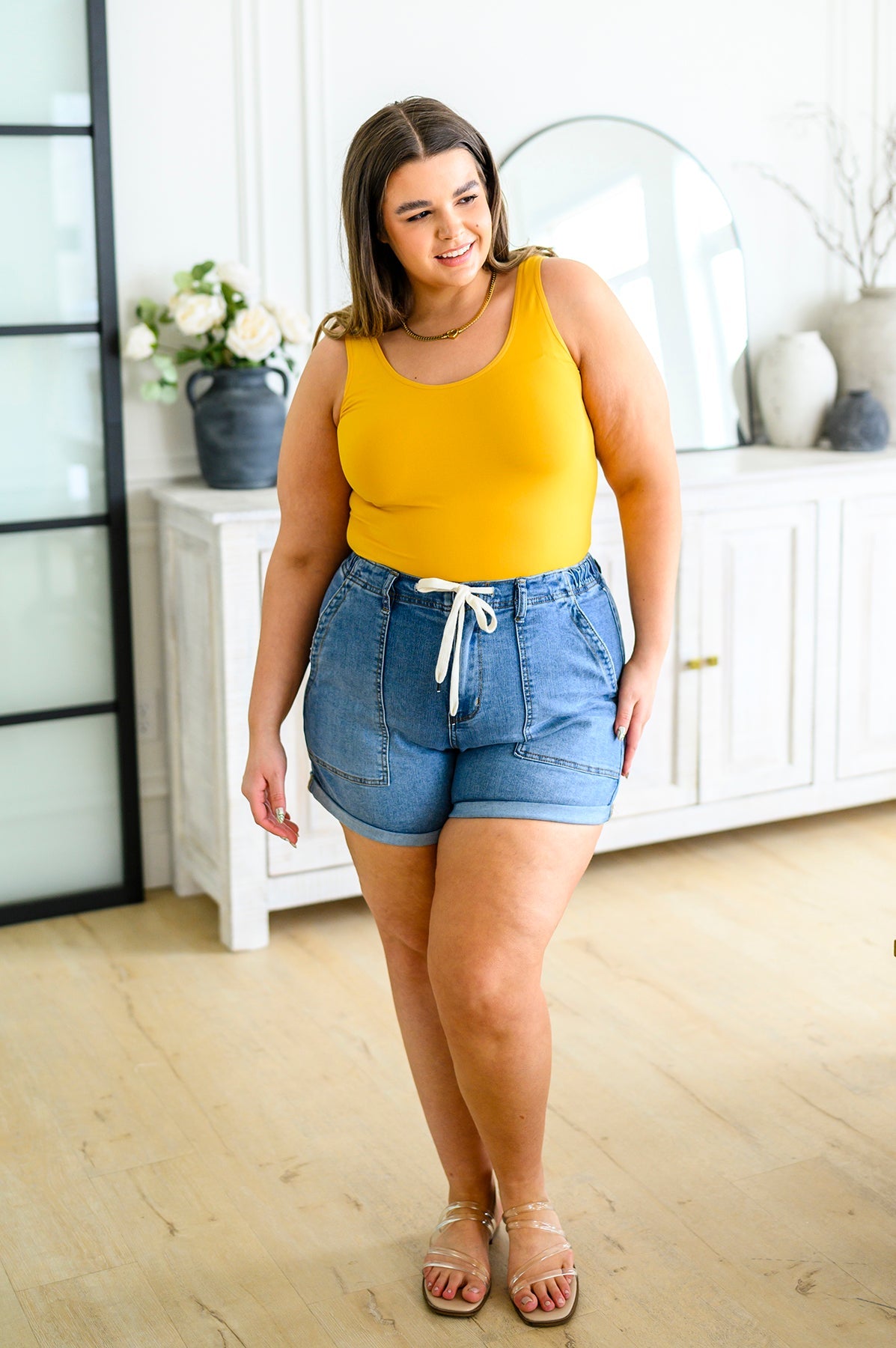 The Basics Reversible Longline Tank in Mustard - FamFancy Boutique