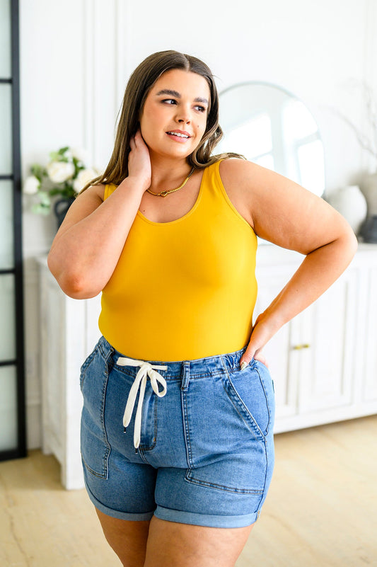 The Basics Reversible Longline Tank in Mustard - FamFancy Boutique