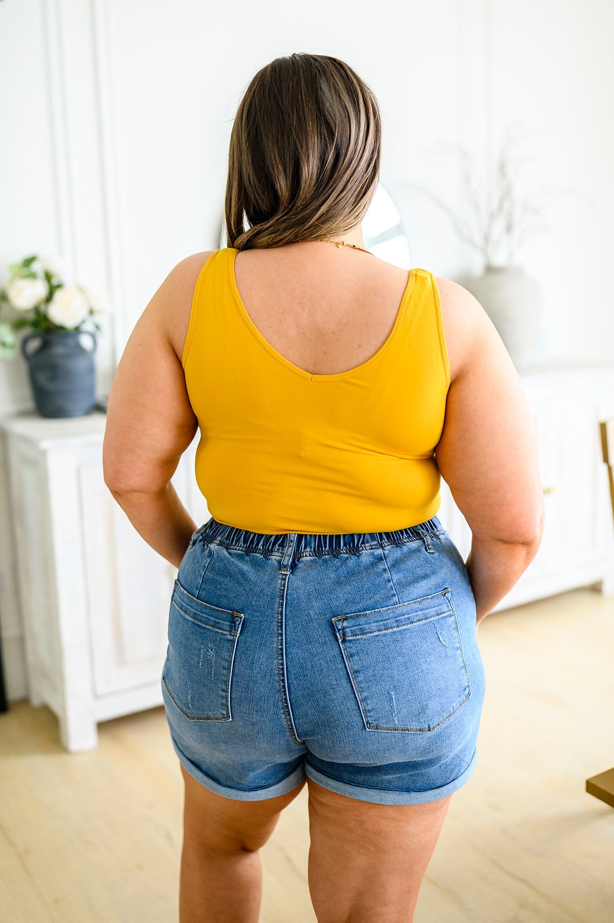 The Basics Reversible Longline Tank in Mustard - FamFancy Boutique