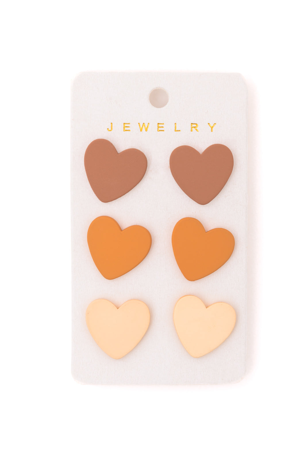 Triple Hearts Studs in Brown - FamFancy Boutique
