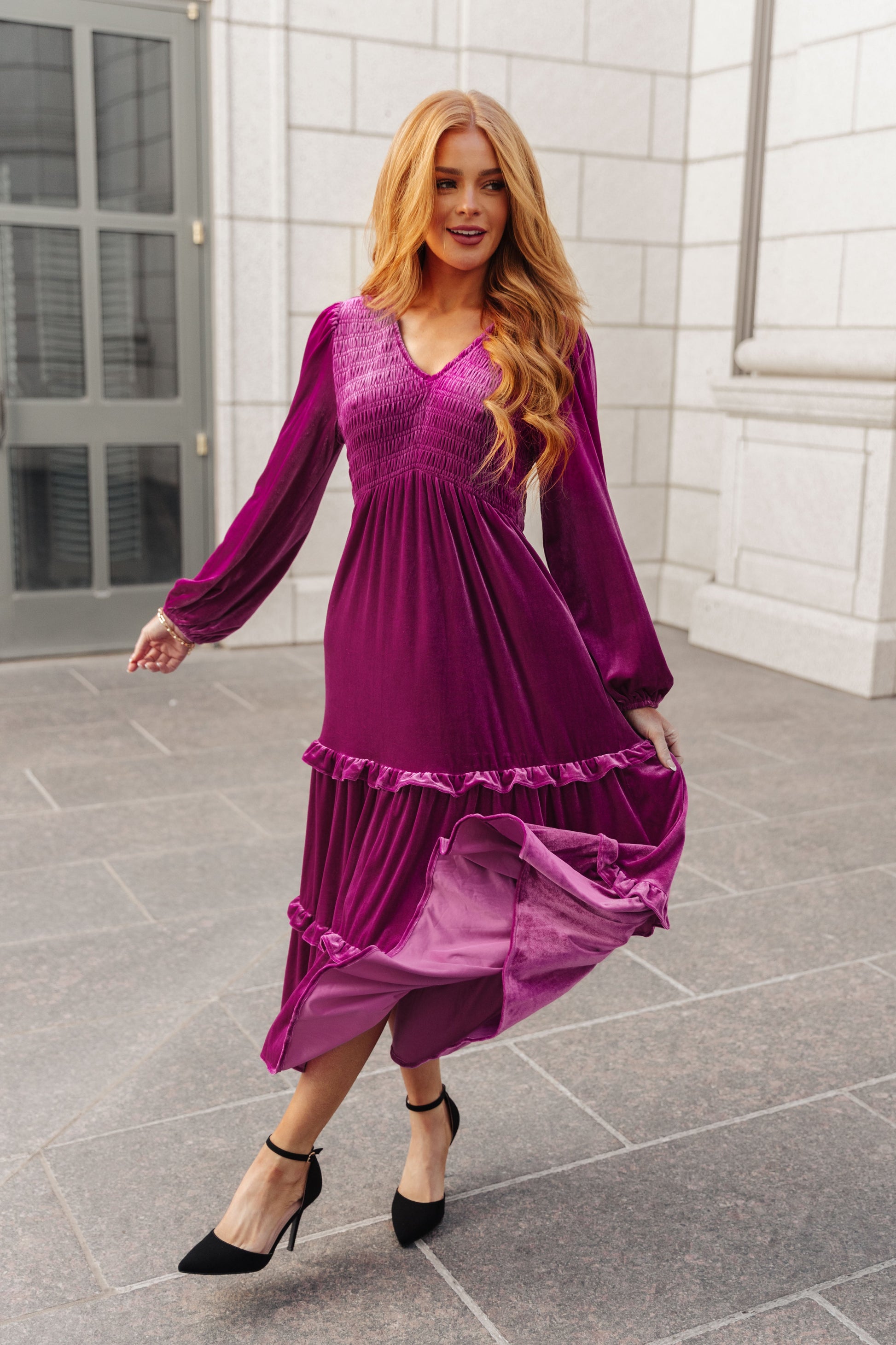 Velvet Flamenco Maxi Dress - FamFancy Boutique