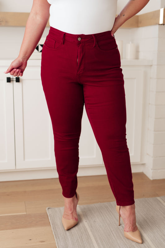 Wanda High Rise Control Top Skinny Jeans Scarlet - FamFancy Boutique