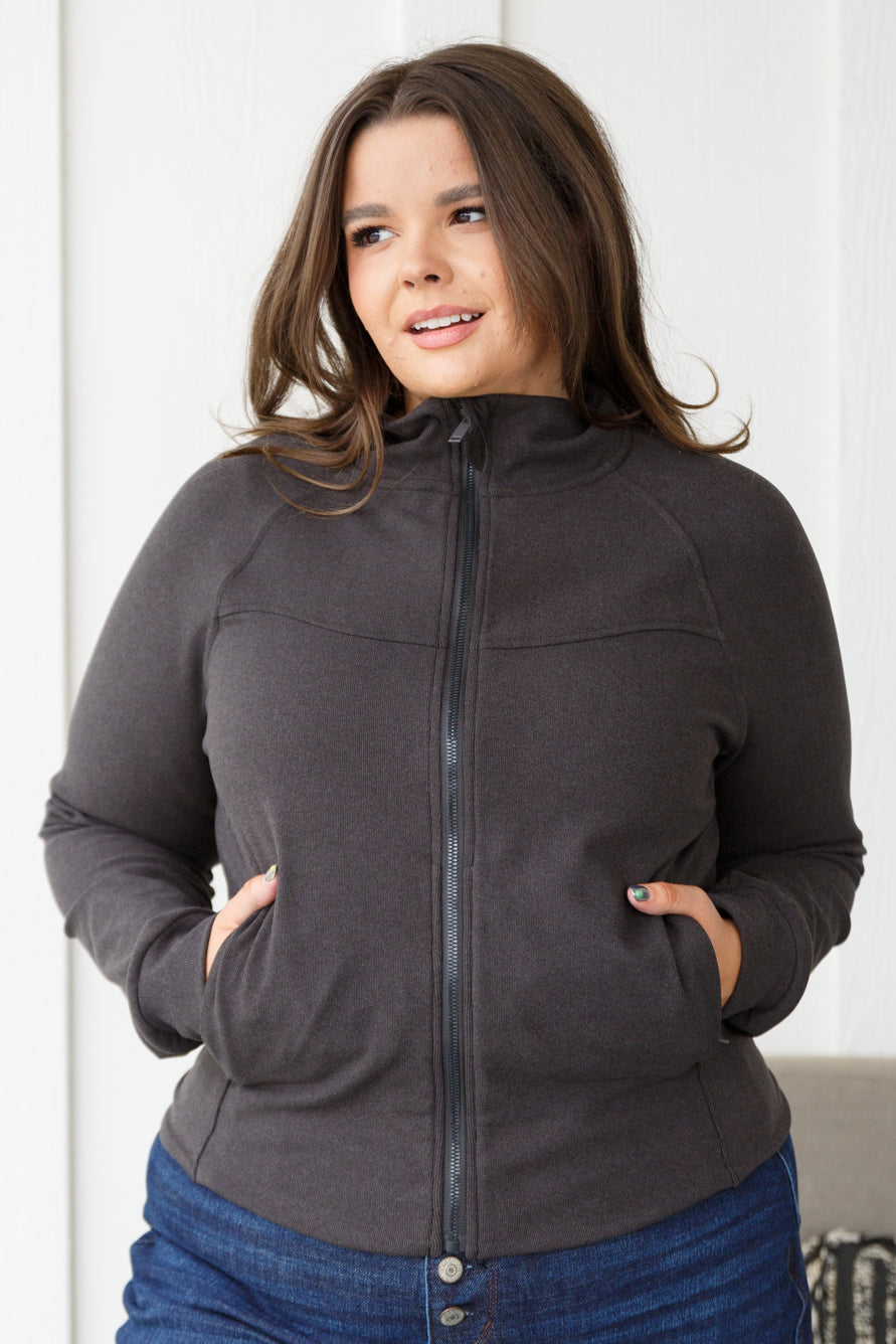 Where Are You Zip Up Jacket in Black - FamFancy Boutique